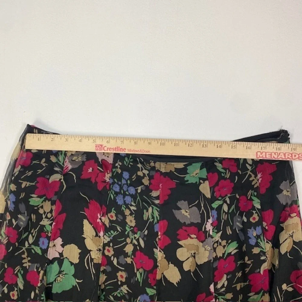 Lauren Ralph Lauren Floral Chiffon Skirt Black Red Blue‎ Size 16W Swing